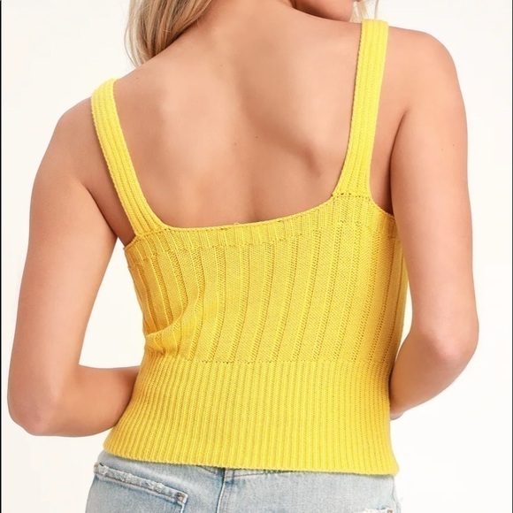 EVAN PICONE vintage cable knit tank top camisole cotton lemon yellow size large - Picture 4 of 9